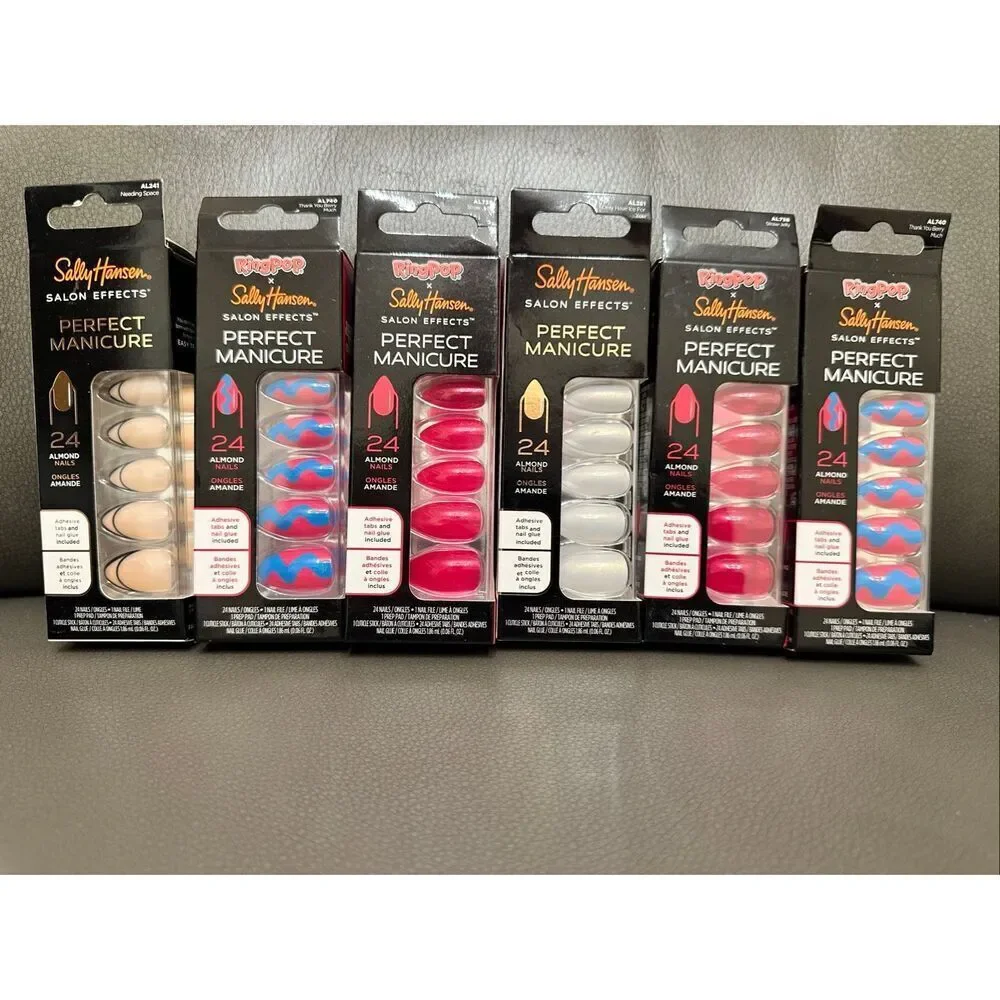 Sally Hansen 6 Sets of Almond Shaped Press On Nails New